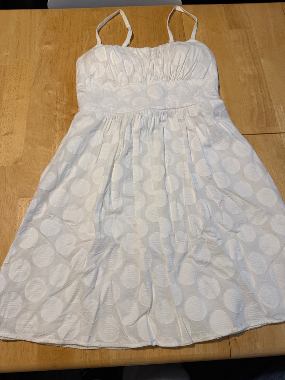 B. Smart White Polka Dot Sundress with Spaghetti Straps